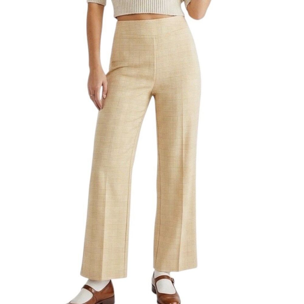 Blue Blush Womens Pants Yellow Plaid High Rise Preppy Retro Mod Est Sz Small